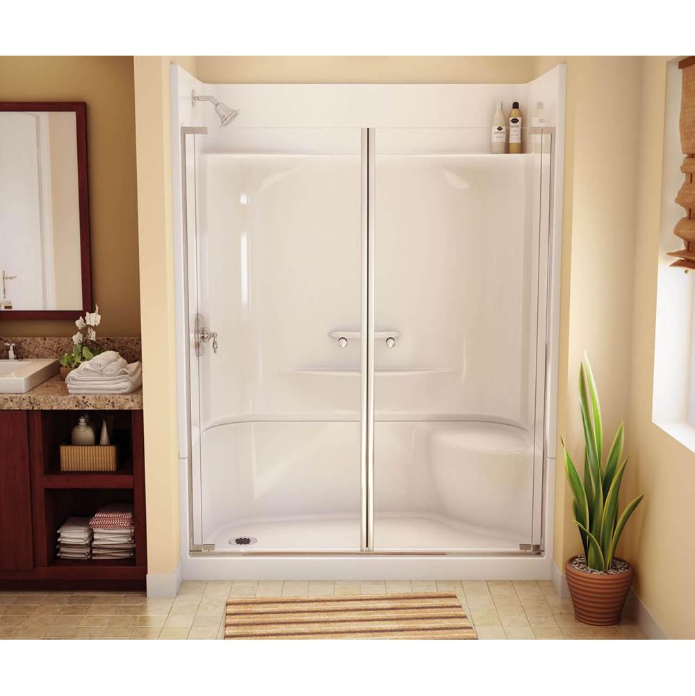 Aker KDS 3060 AcrylX Alcove Center Drain Four-Piece Shower in Sterling Silver