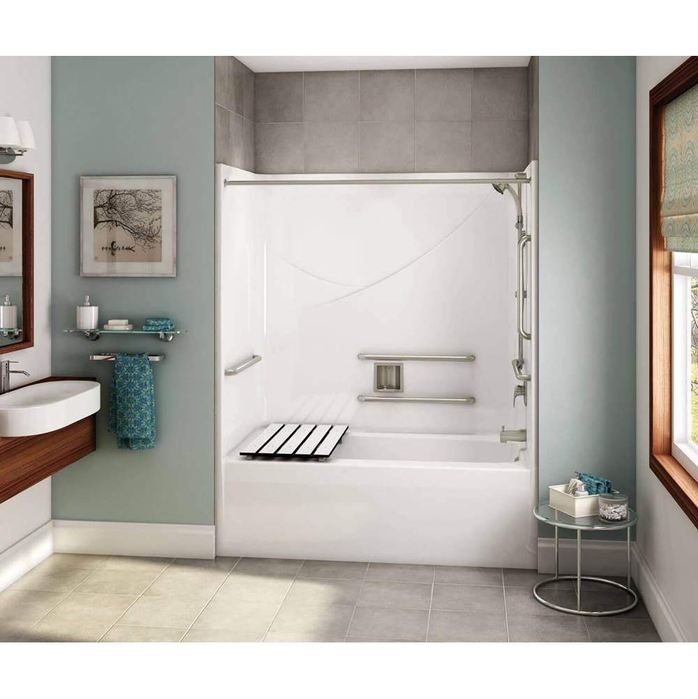 Aker OPTS-6032 AcrylX Alcove Right-Hand Drain One-Piece Tub Shower in Thunder Grey - ANSI Compliant