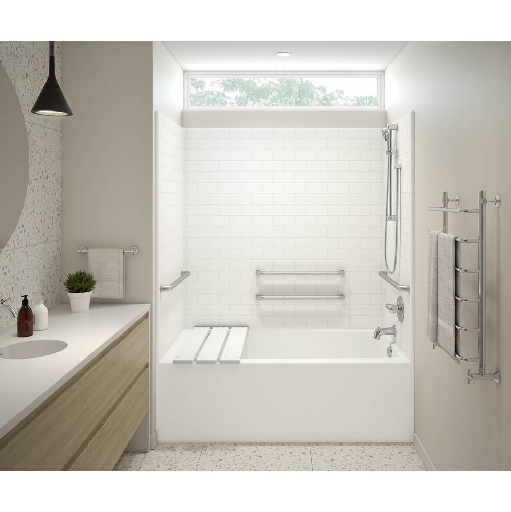 Aker F6030STTM AcrylX Alcove Right-Hand Drain One-Piece Tub Shower in Biscuit