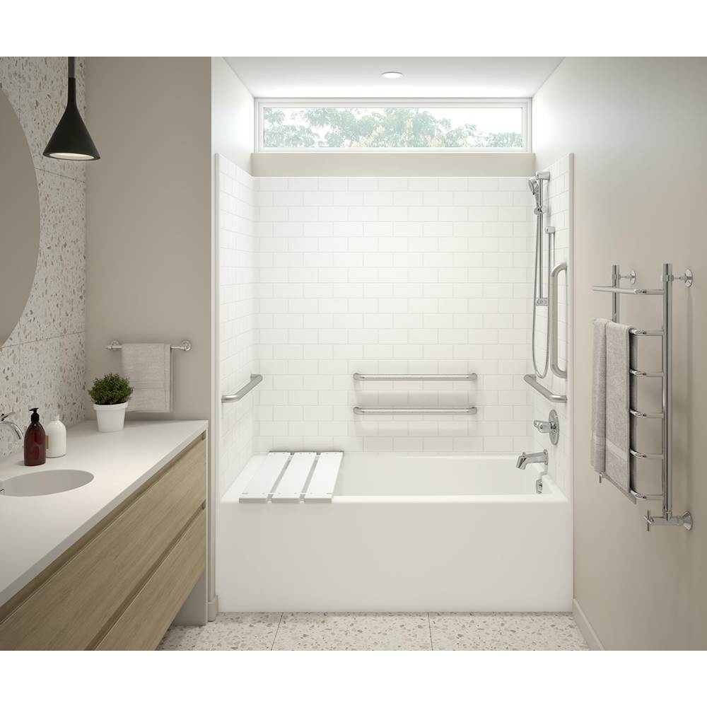 Aker F6030STTM - ANSI Compliant AcrylX Alcove Right-Hand Drain One-Piece Tub Shower in Biscuit