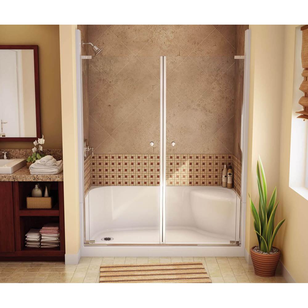 Aker SPS 3460 AcrylX Alcove Left-Hand Drain Shower Base in Sterling Silver