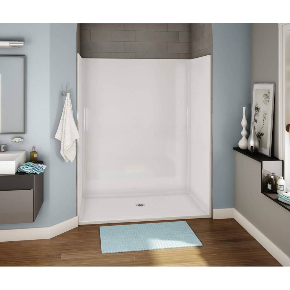 Aker OPS-6034G AcrylX Alcove Center Drain One-Piece Shower in Thunder Grey