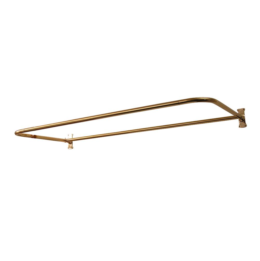 Barclay 4145 ''D'' Shower Rod, 48 x 26'', w/Flanges, Polished Brass