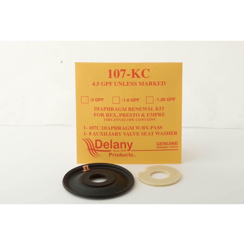 Delany Products Diaphragm Renewal Kit For Water Closets For Presto and Rex Valves (1.28 Gpf) -Wall Size Required