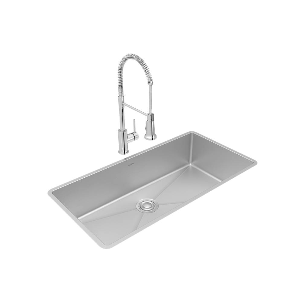 Elkay Crosstown 18 Gauge Stainless Steel 36-1/2'' x 18-1/2'' x 9'', Single Bowl Undermount Sink and Faucet Kit with Drain