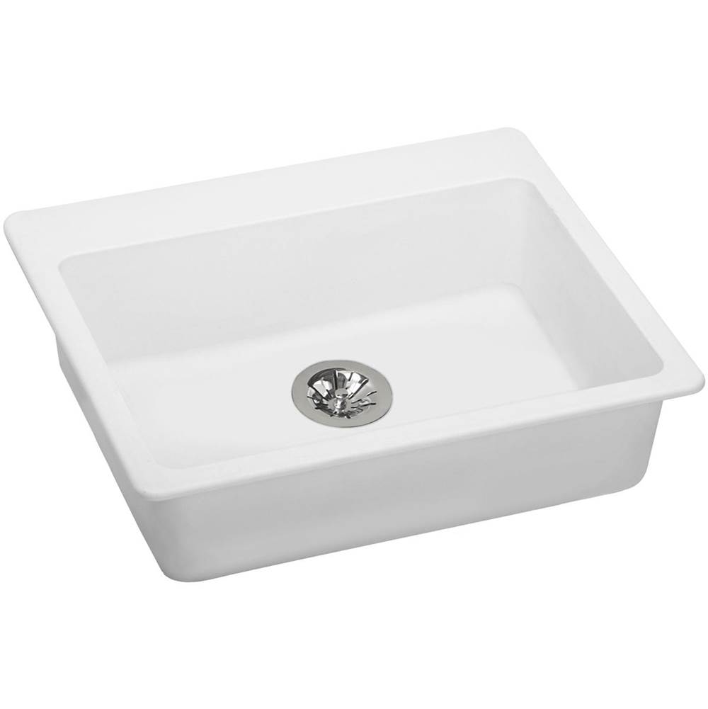 Elkay Quartz Classic 25'' x 22'' x 5-1/2'', Single Bowl Drop-in ADA Sink with Perfect Drain, White
