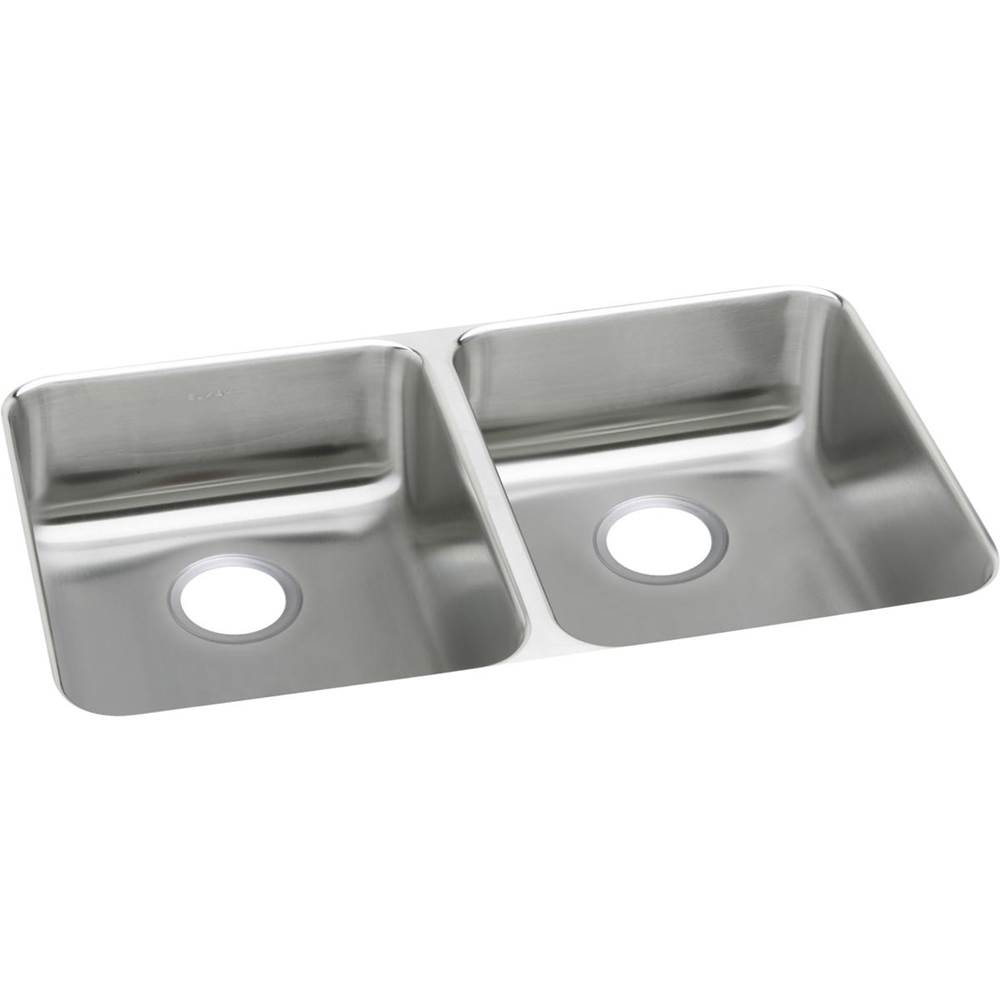 Elkay Lustertone Classic Stainless Steel 35-3/4'' x 18-1/2'' x 4-7/8'', Equal Double Bowl Undermount ADA Sink