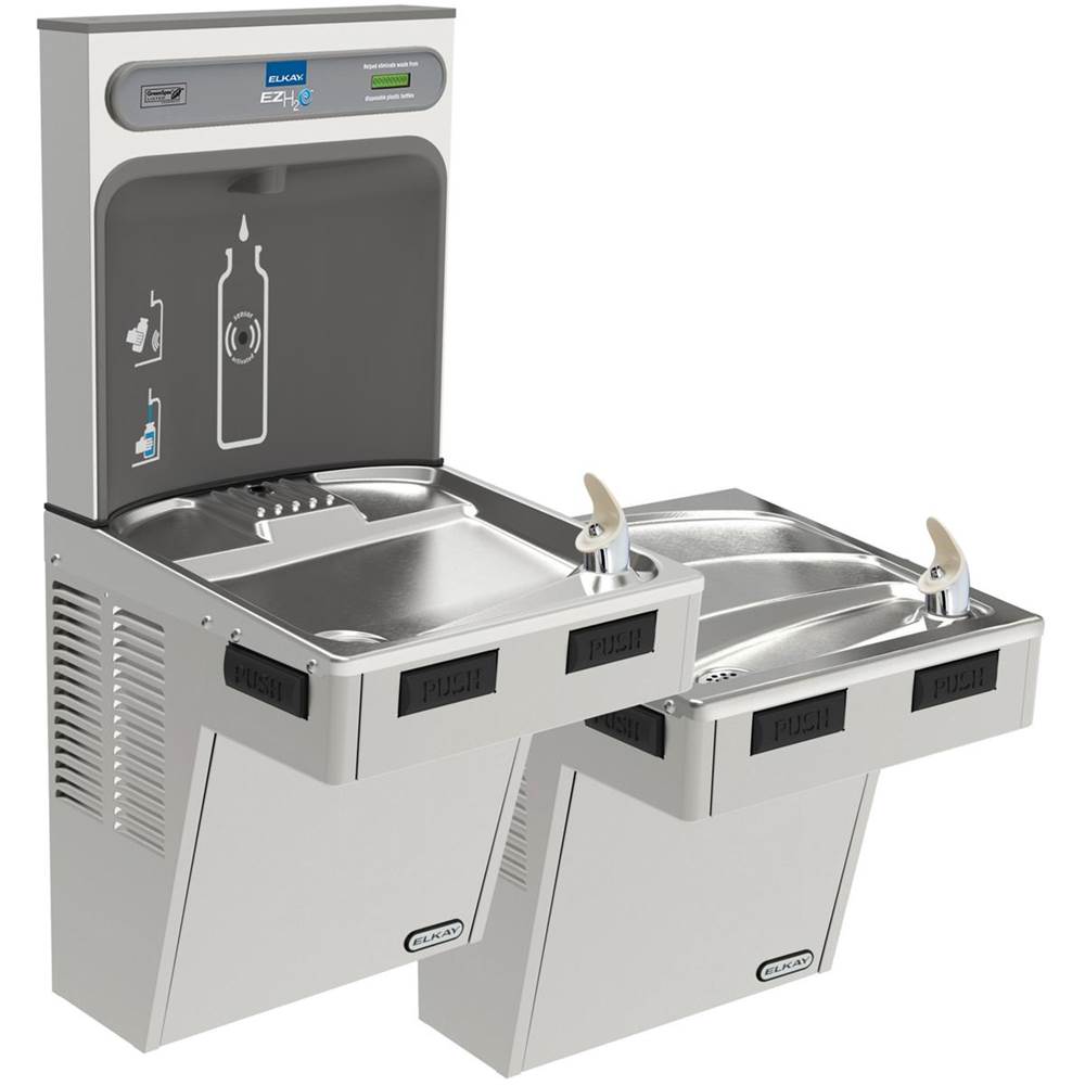 Elkay ezH2O Bottle Filling Station with Mechanically Activated, Bi-Level ADA Cooler Non-Filtered Non-Refrigerated Stainless