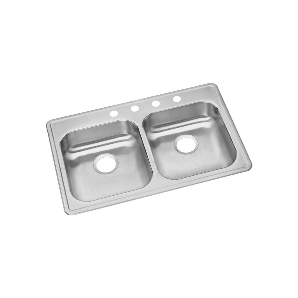Elkay Dayton Stainless Steel 33'' x 22'' x 5-3/8'', 3-Hole Equal Double Bowl Drop-in Sink