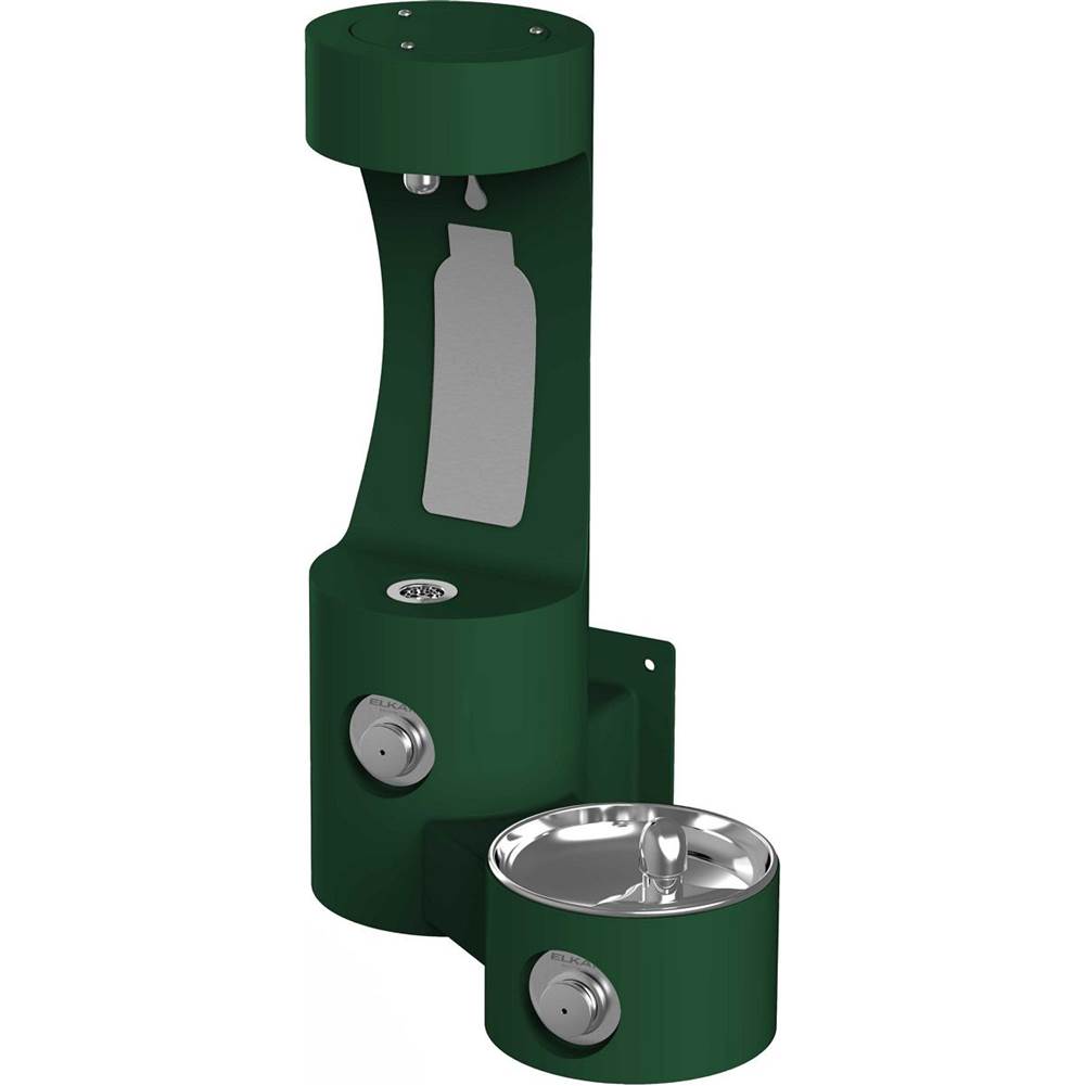 Elkay Outdoor ezH2O Bottle Filling Station Wall Mount, with Single Fountain Non-Filtered Non-Refrigerated, Evergreen