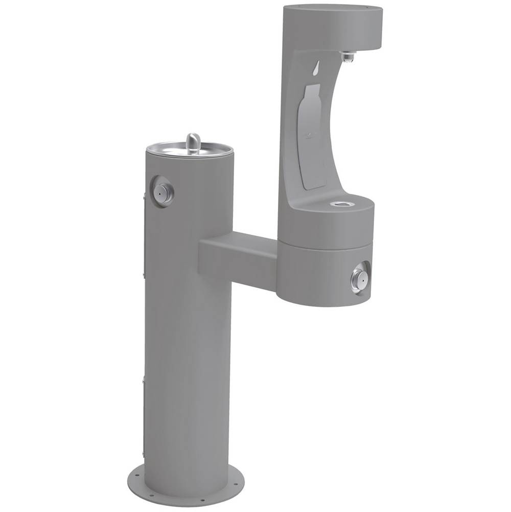 Elkay Outdoor ezH2O Lower Bottle Filling Station Bi-Level Pedestal, Non-Filtered Non-Refrigerated Gray