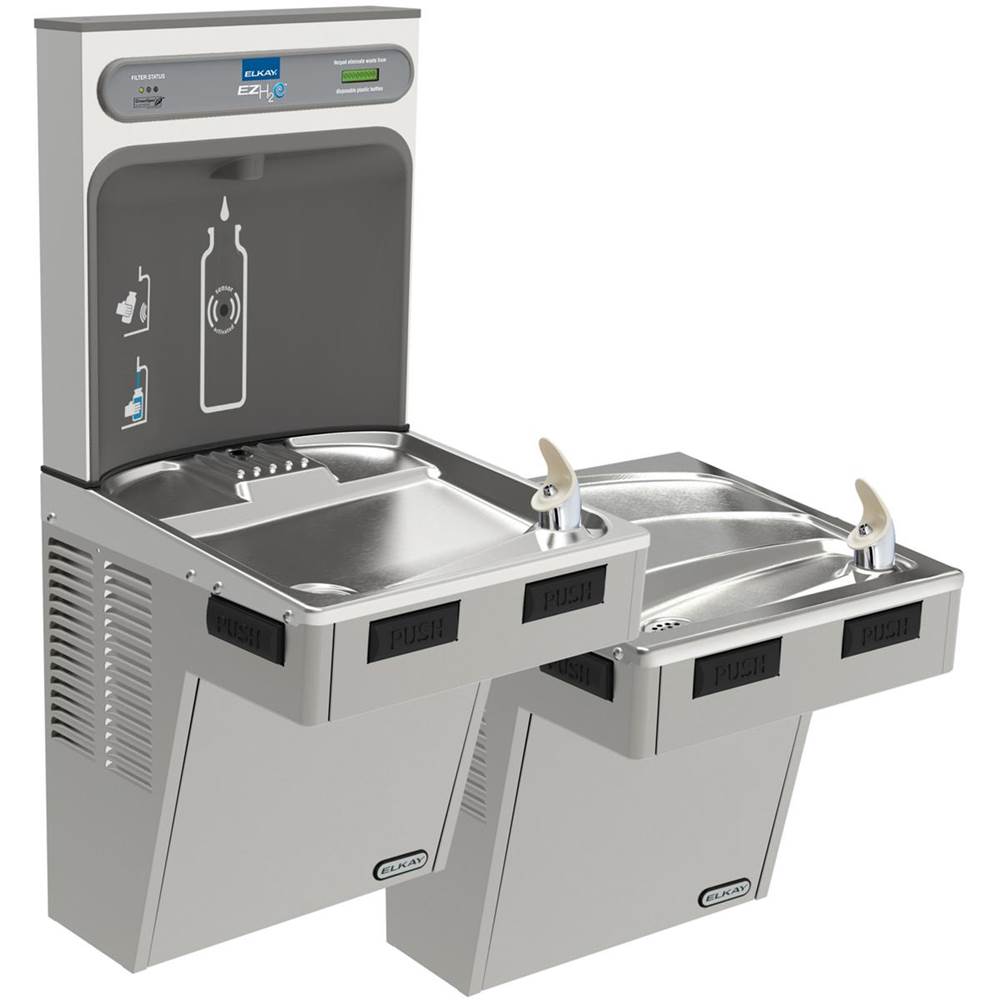 Elkay ezH2O Bottle Filling Station with Mechanically Activated, Bi-Level ADA Cooler Filtered Refrigerated Light Gray