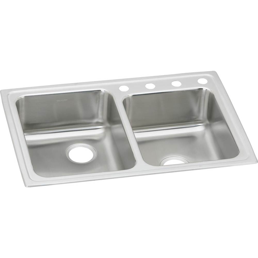 Elkay Lustertone Classic Stainless Steel 33'' x 22'' x 7-7/8'', 60/40 1-Hole Double Bowl Drop-in Sink