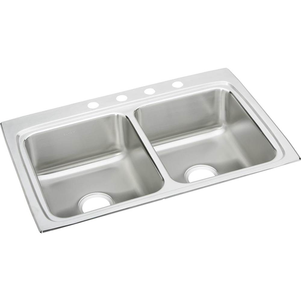 Elkay Lustertone Classic Stainless Steel 33'' x 22'' x 8-1/8'', Equal Double Bowl Drop-in Sink