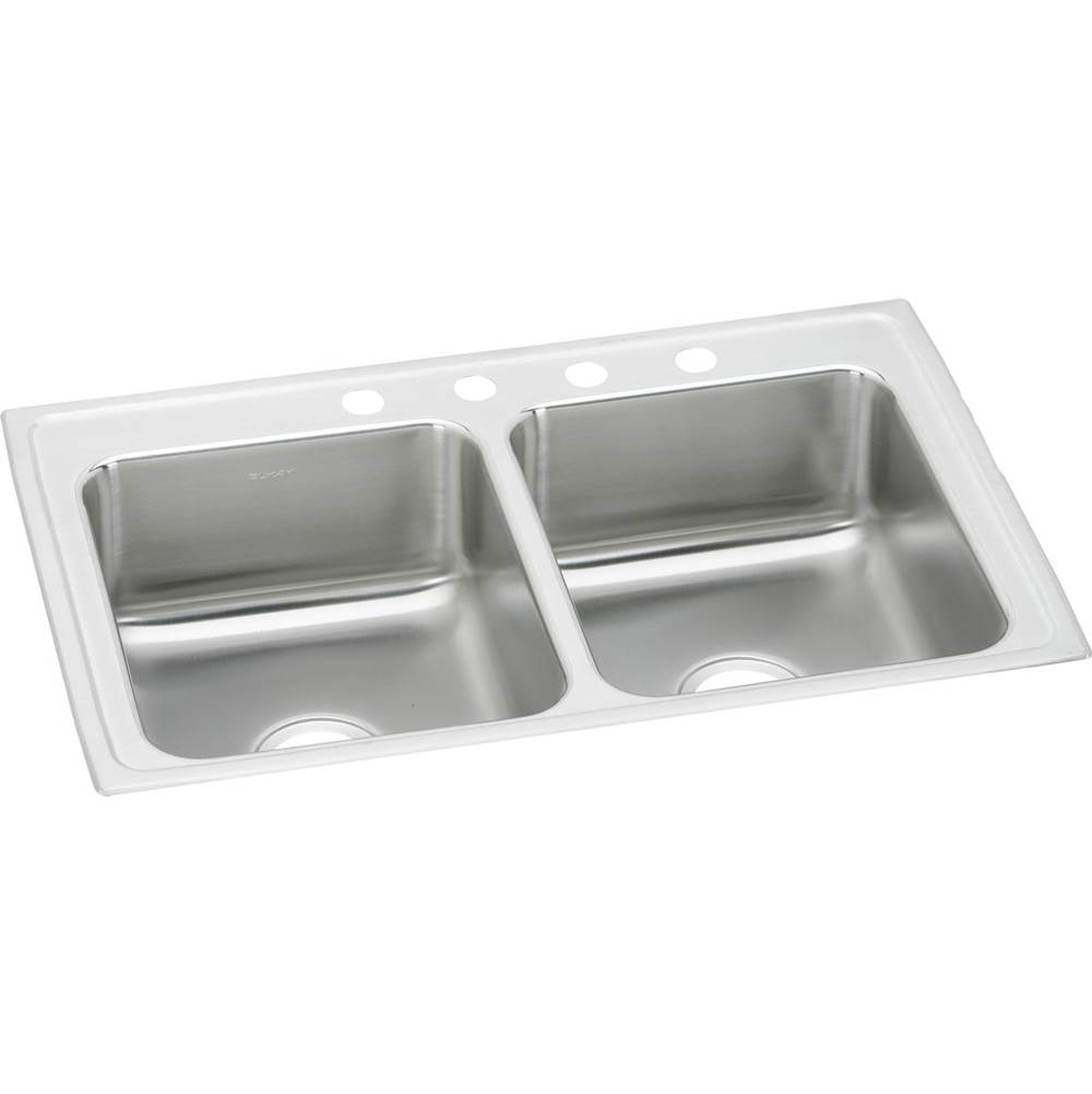 Elkay Lustertone Classic Stainless Steel 37'' x 22'' x 7-5/8'', MR2-Hole Equal Double Bowl Drop-in Sink
