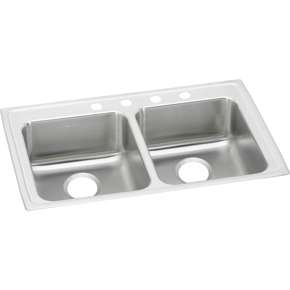 Elkay Lustertone Classic Stainless Steel 29'' x 22'' x 5'', 1-Hole Equal Double Bowl Drop-in ADA Sink
