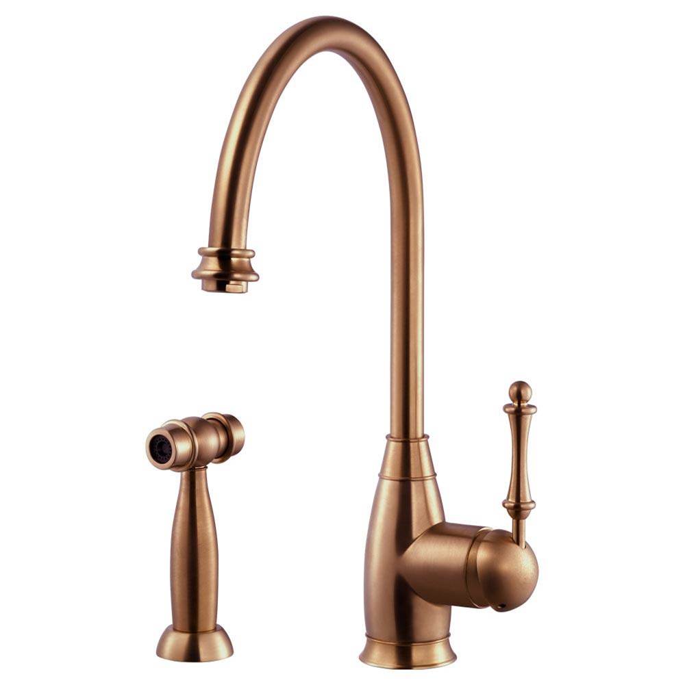 Hamat Traditional Brass Single Lever Faucet with Side Spray in Antique Copper