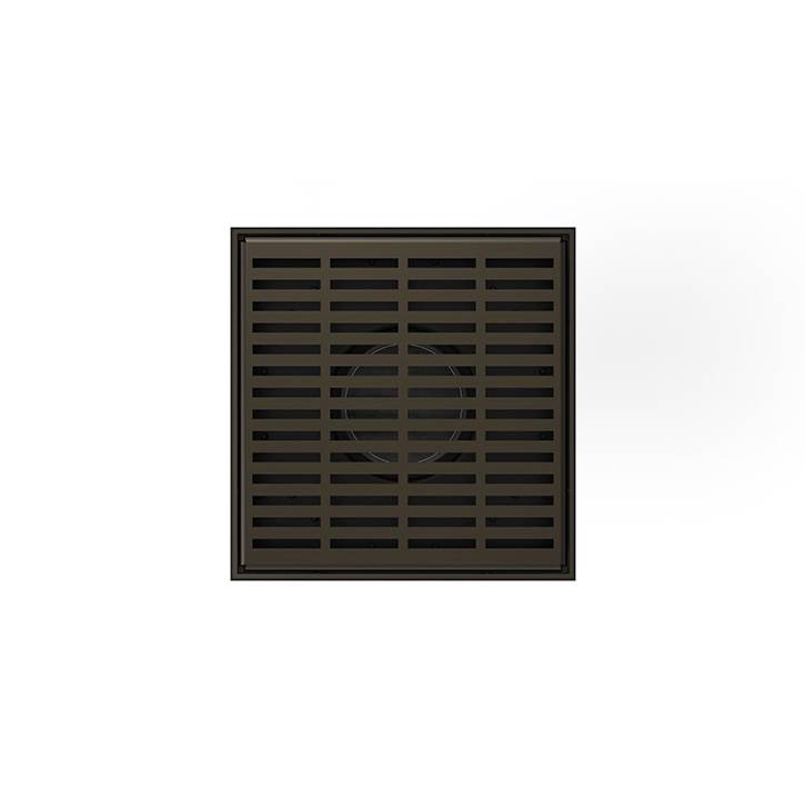 Infinity Drain 5'' x 5'' LND 5 Lines Pattern Complete Kit in Oil Rubbed Bronze with PVC Drain Body, 2'' Outlet