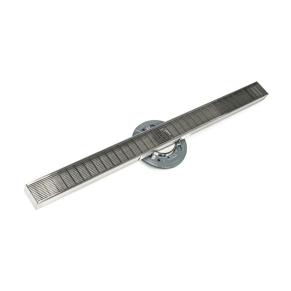 Infinity Drain 96'' S-Stainless Steel Series High Flow Complete Kit with 2 1/2'' Wedge Wire Grate in Satin Stainless with ABS Drain Body, 3'' Outlet