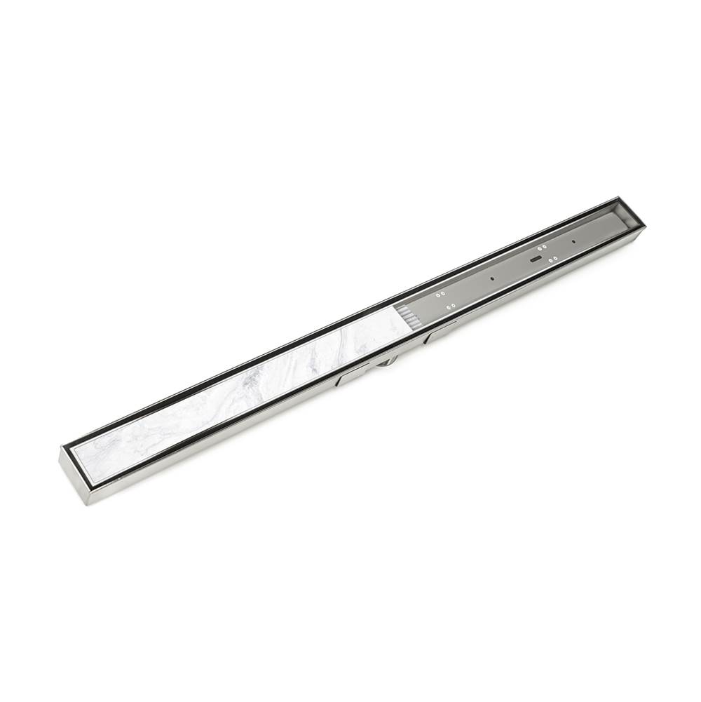 Infinity Drain 60'' S-Stainless Steel Series Complete Kit with Tile Insert Frame in Polished Stainless