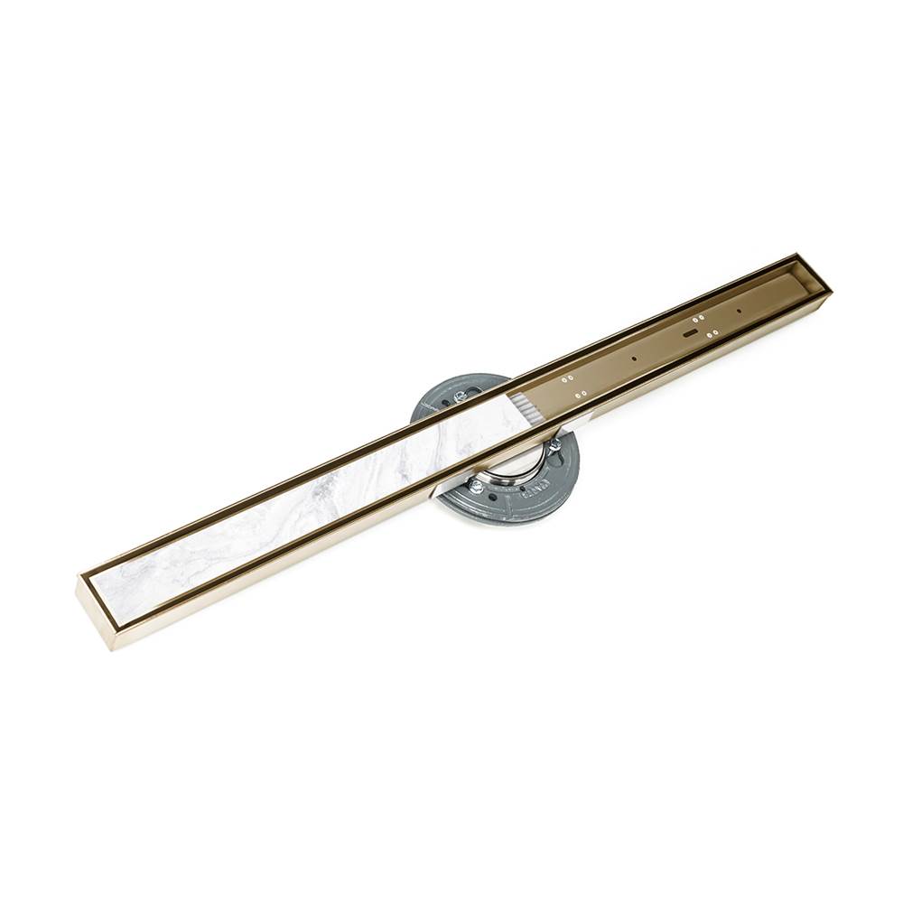 Infinity Drain 80'' S-Stainless Steel Series High Flow Complete Kit with Tile Insert Frame in Satin Bronze with Cast Iron Drain Body, 3'' No Hub Outlet