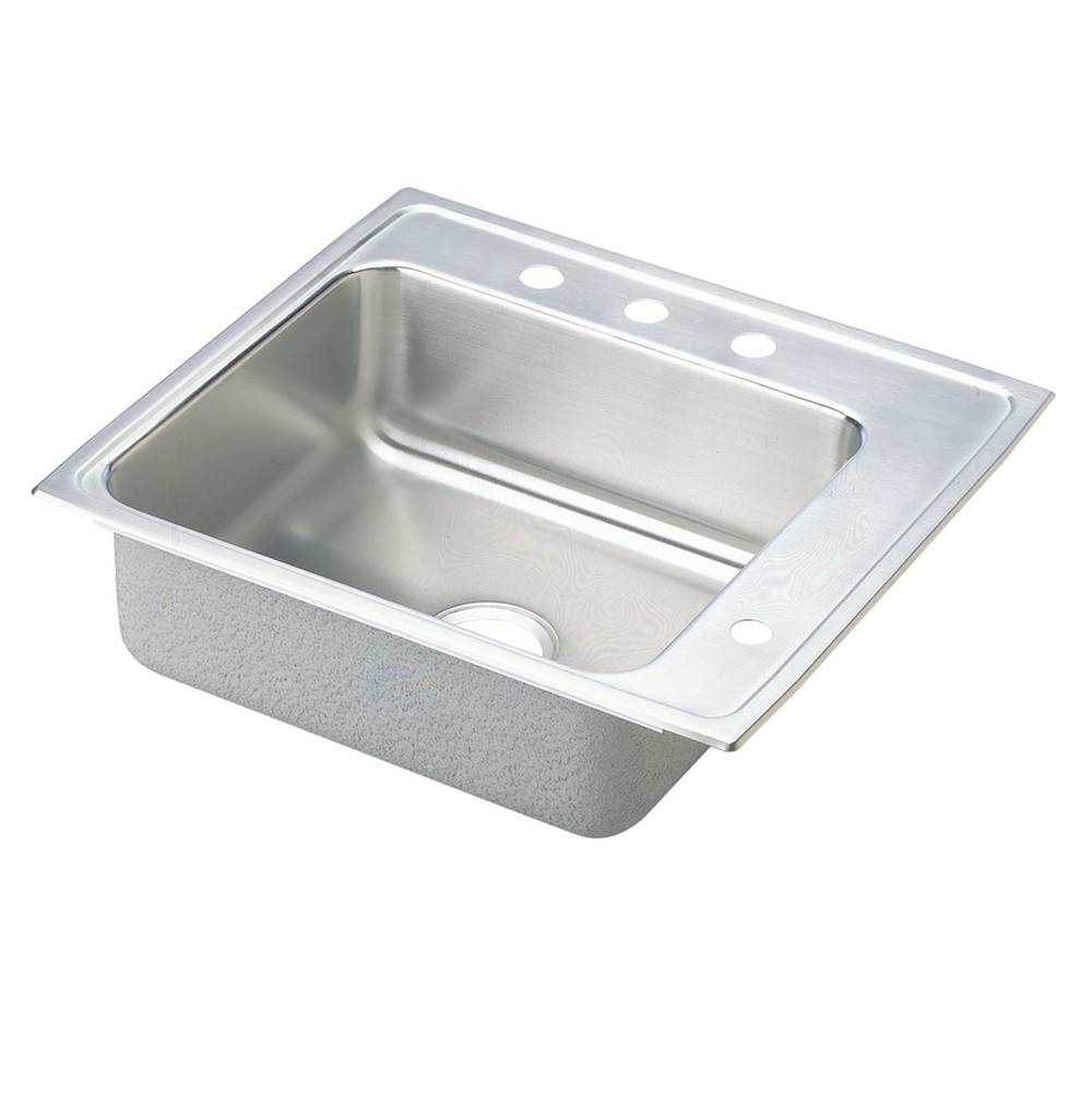 Just Manufacturing Stainless Steel 22'' x 19-1/2'' x 4-1/2'' 0-Hole Single Bowl Drop-in Classroom ADA Sink w/L and R Faucet Decks