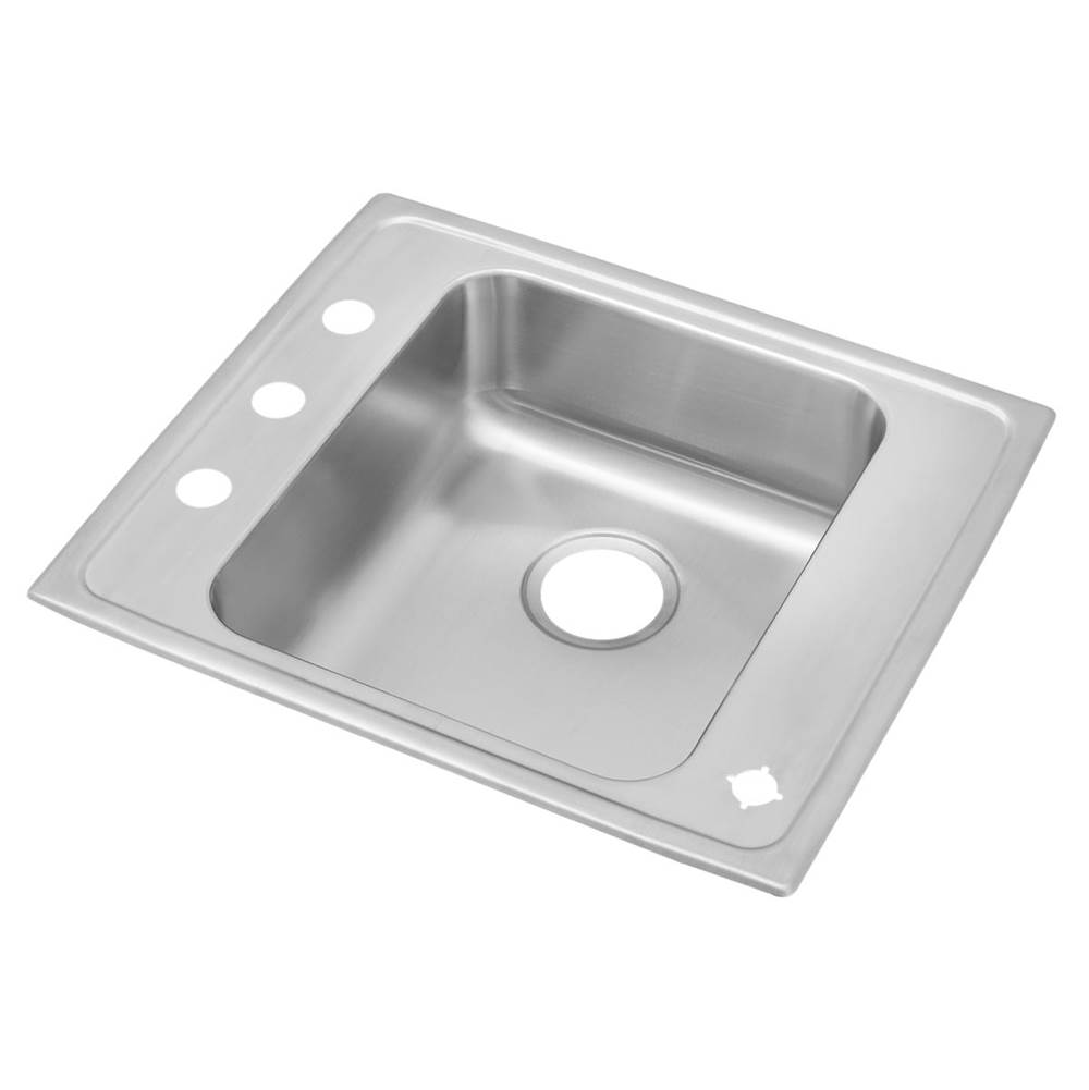 Just Manufacturing Stainless Steel 22'' x 19-1/2'' x 5-1/2'' 3-Hole Single Bowl Drop-in Classroom ADA Sink w/L and R Faucet Decks