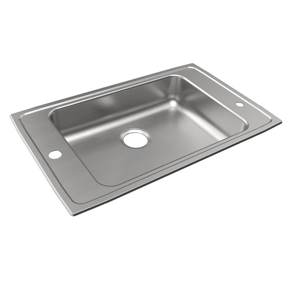 Just Manufacturing Stainless Steel 28'' x 19-1/2'' x 6'' 2LM-Hole Single Bowl Drop-in Classroom ADA Sink w/L and R Faucet Decks