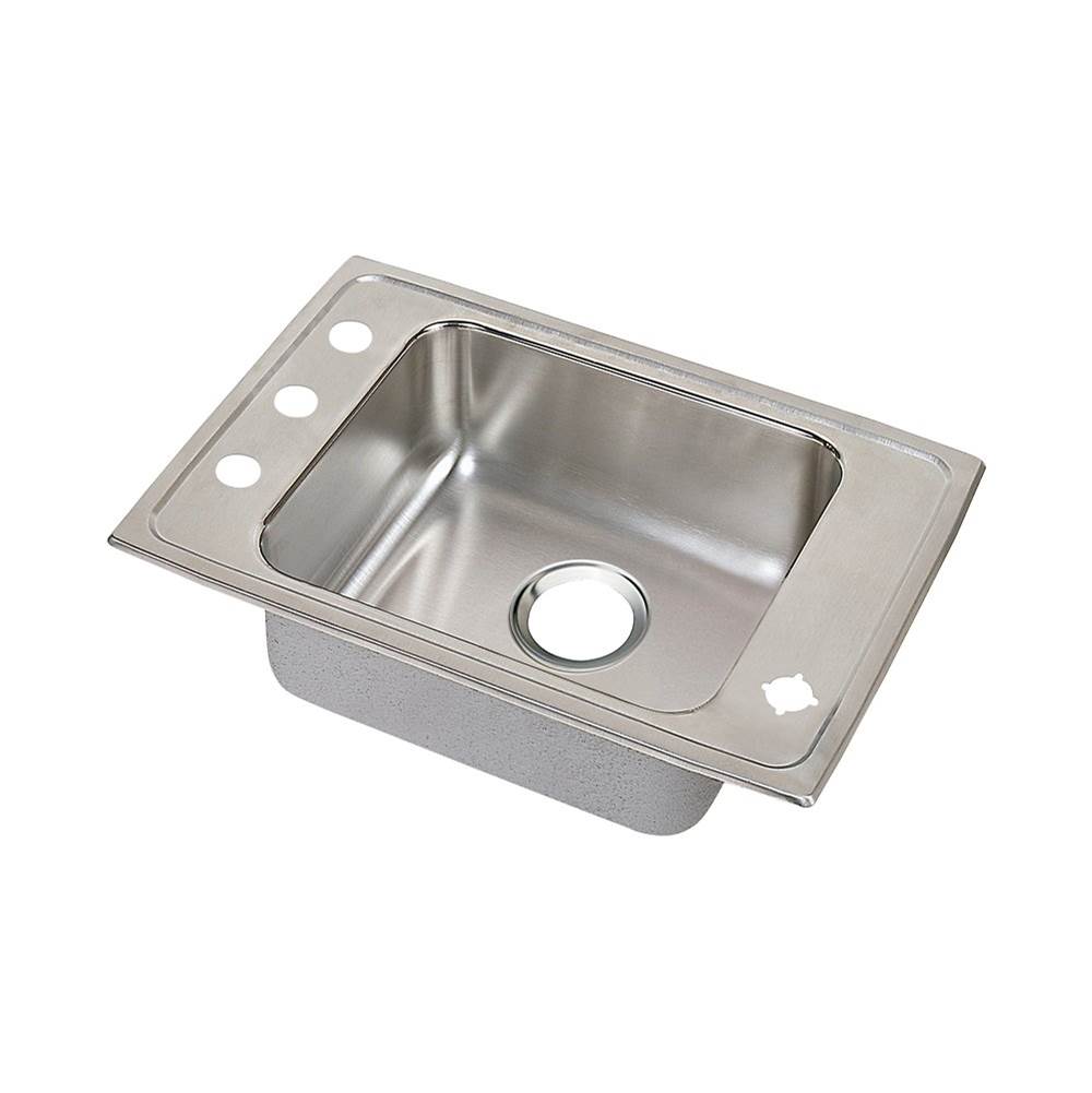 Just Manufacturing Stainless Steel 28'' x 19-1/2'' x 6'' LM-Hole Single Bowl Drop-in Classroom ADA Sink w/Left and Right Faucet Decks