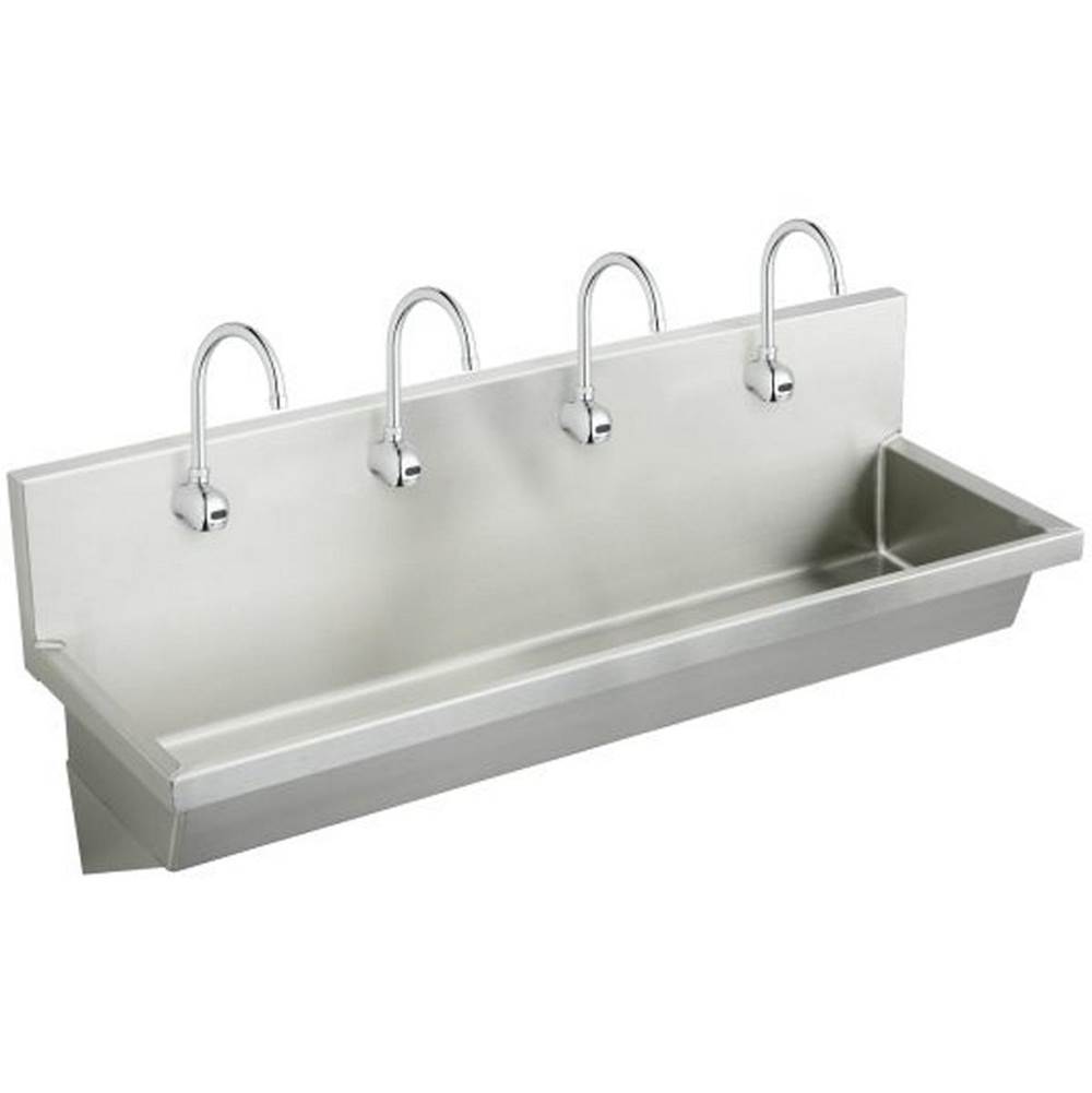 Just Manufacturing Stainless Steel 96'' x 20'' x 8'' Wall Hung Multiple Station Hand Wash Sink Kit