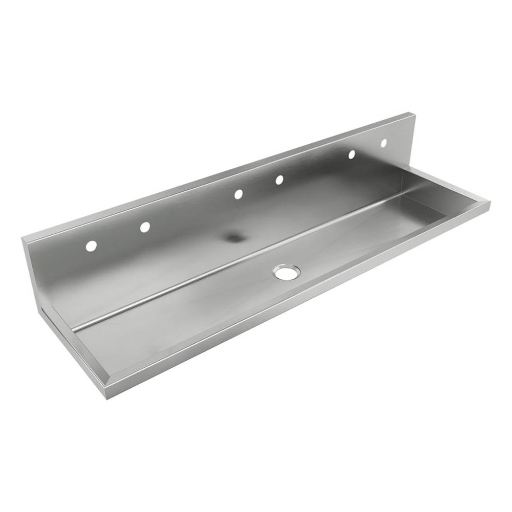 Just Manufacturing Stainless Steel 72'' x 20'' x 16'' Wall Hung Multi-Station Surgeon Scrub ADA Sink Kit