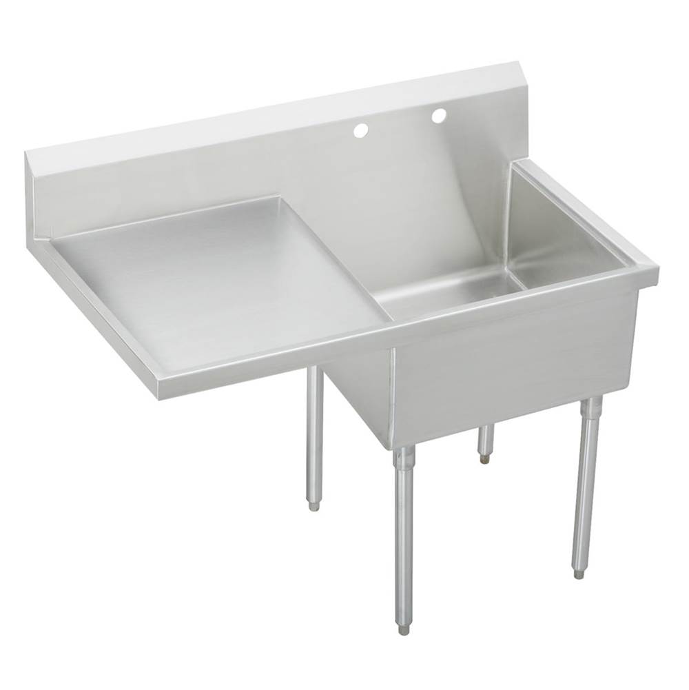 Just Manufacturing Stainless Steel 55-1/2'' x 27-1/2'' x 14'' Floor Mount Single Compartment 1-Hole Scullery Sink w/Left Drainboard