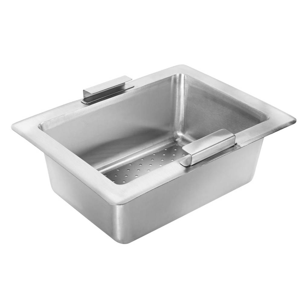 Krowne Stainless Steel Prerforated Drain Basket With Stainless Steel Handles For Bar Sink