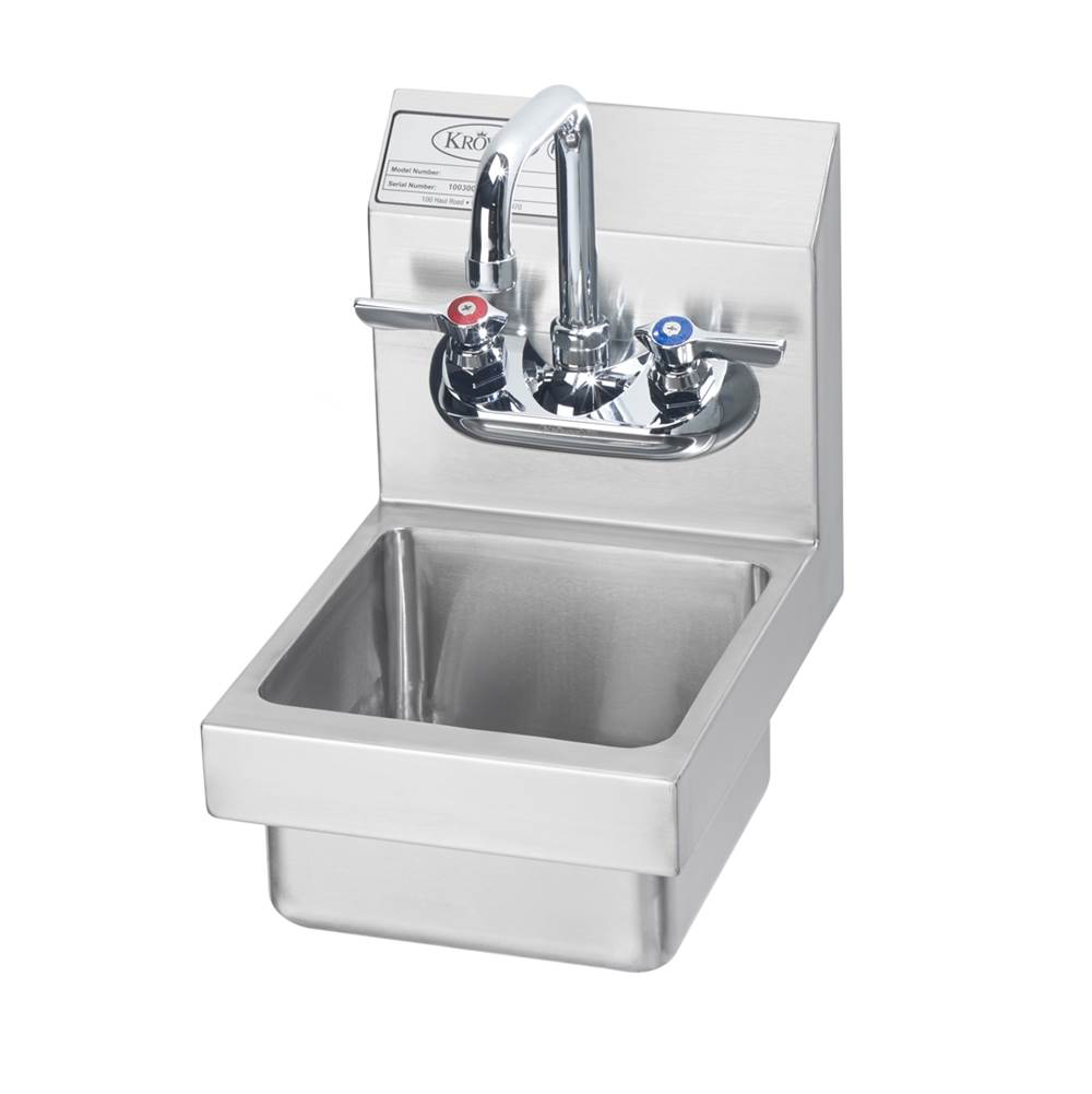 Krowne MiniMax 12'' Wide Wall Mount Hand Sink With Wall Mount Faucet