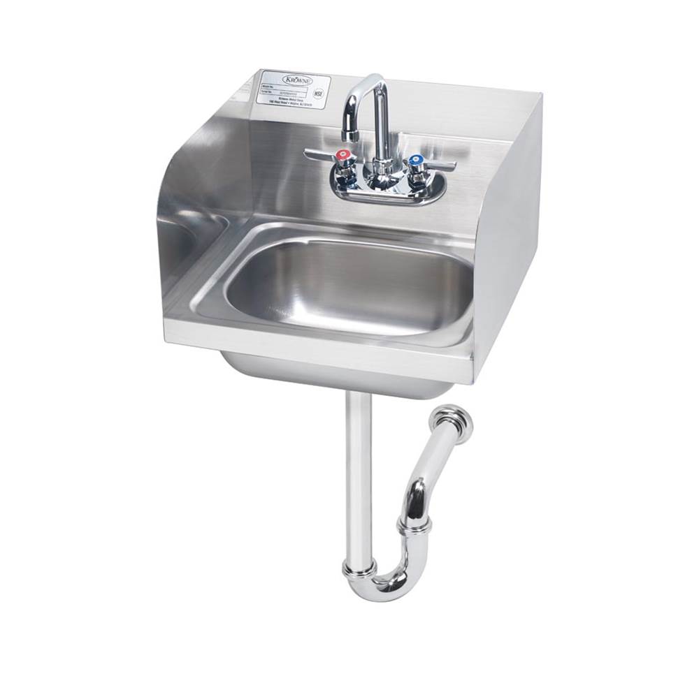 Krowne 16'' Wide Hand Sink With Side Splashes And P-Trap With Overflow