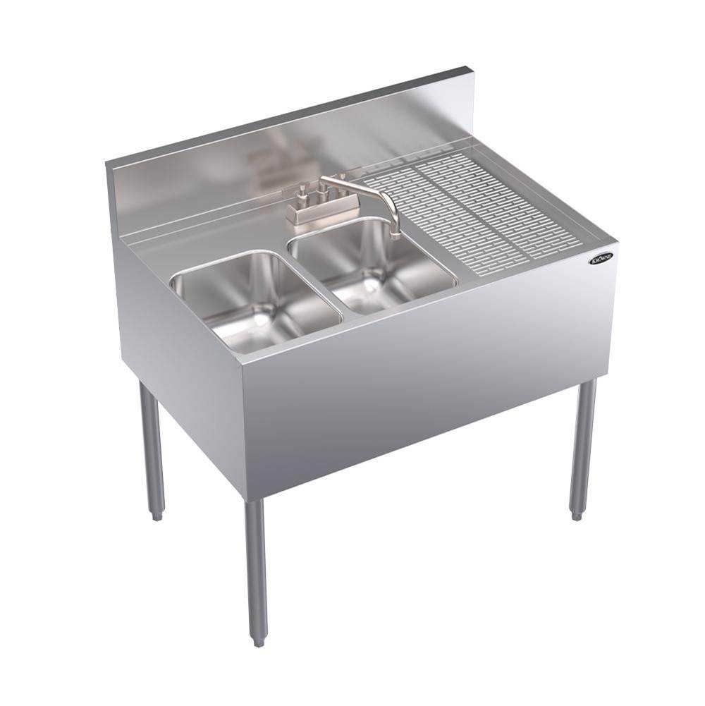 Krowne Krowne Royal Series 3''W X 24''D Two Compartment Bar Sink, Royal Series Faucet And Drains Included.