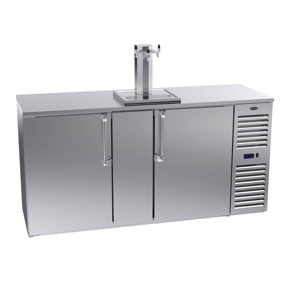 Krowne 72'' Draft Beer Cooler, 3 Faucet Tower W/ Drainer, Ss Doors, Ss Top And Sides