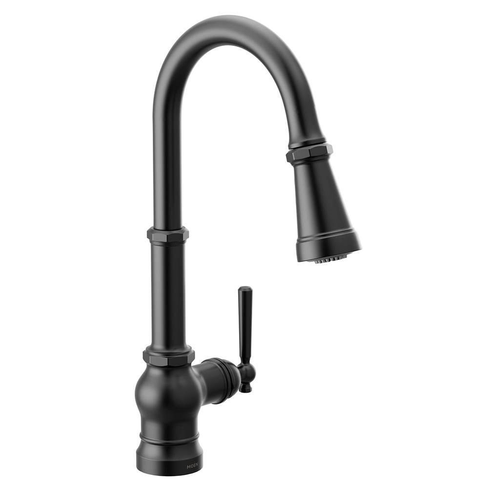 Moen Paterson One-Handle Pull-down Kitchen Faucet with Power Boost, Includes Interchangeable Handle, Matte Black