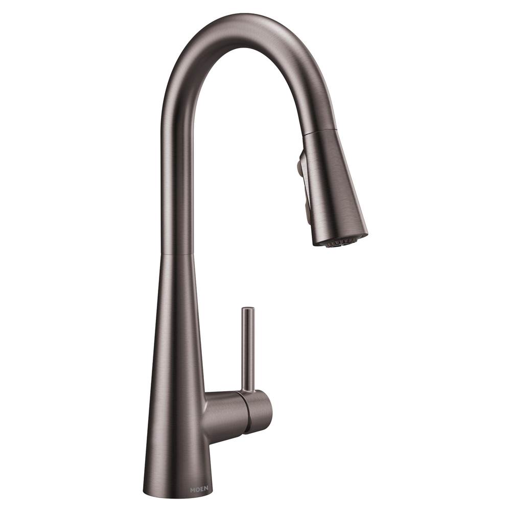 Moen Sleek Single-Handle Pull-Down Sprayer Kitchen Faucet with Reflex and Power Clean in Black Stainless