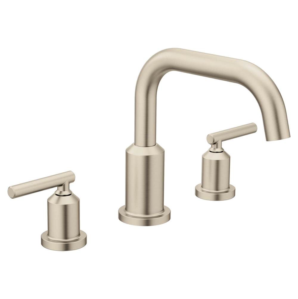 Moen Gibson Two-Handle Deck Mounted Modern Roman Tub Faucet, Valve Required, Brushed Nickel