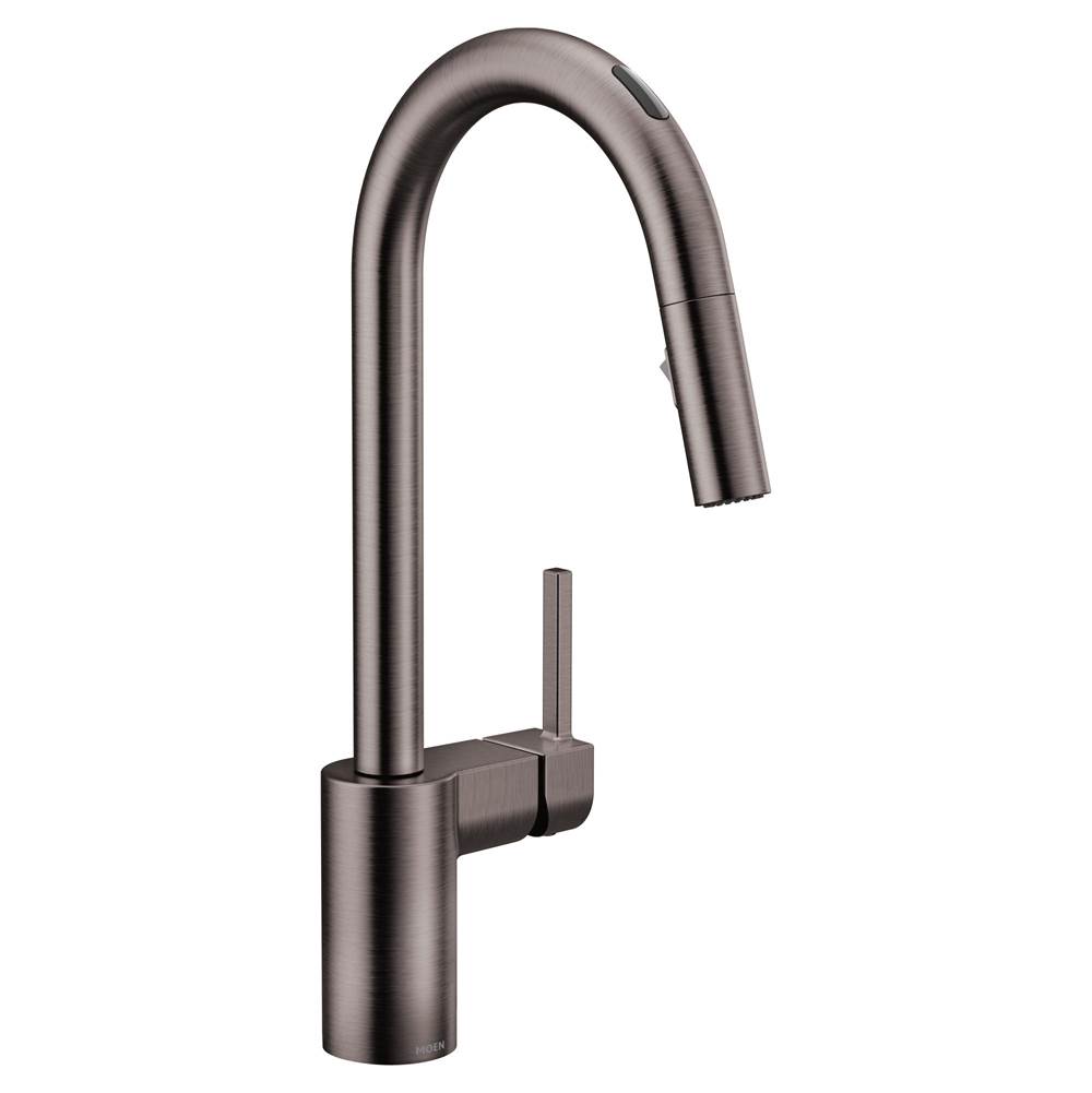 Moen Align Smart Faucet Touchless Pull Down Sprayer Kitchen Faucet with Voice Control and Power Boost, Spot Resist Black Stainless