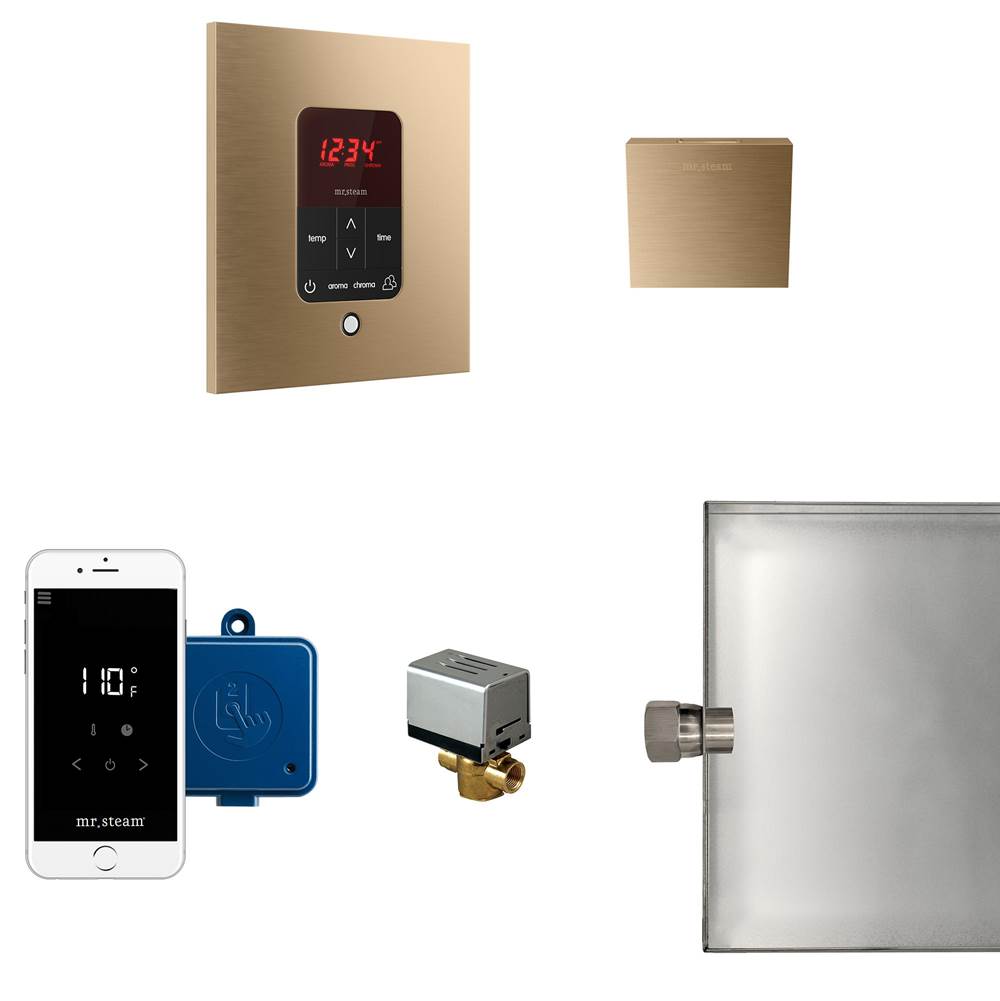 Mr. Steam Butler Steam Shower Control Package with iTempoPlus Control and Aroma Designer SteamHead in Square Brushed Bronze