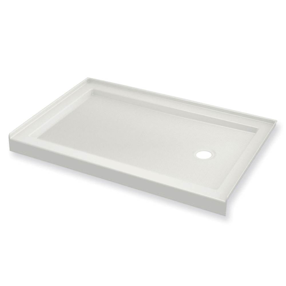 Maax B3Round 6034 Acrylic Alcove Shower Base in White with Anti-slip Bottom with Left-Hand Drain