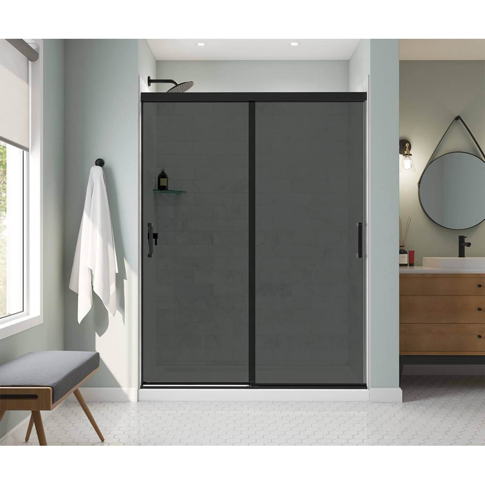 Maax Incognito 76 Smoke 56-59 x 76 in. 8mm Sliding Shower Door for Alcove Installation with Dark Smoke glass in Matte Black