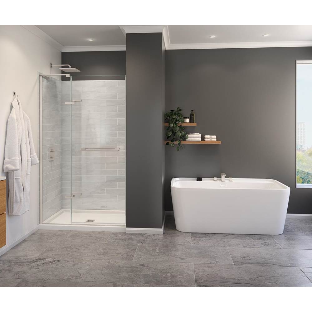 Maax Capella 78 44-47 x 78 in. 8 mm Pivot Shower Door for Alcove Installation with GlassShield® glass in Brushed Nickel