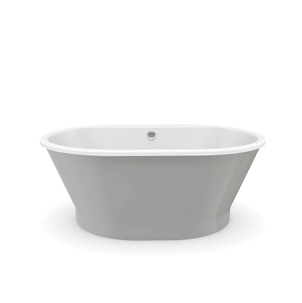 Maax Brioso 6636 AcrylX Freestanding Center Drain Bathtub in White with Sterling Silver Skirt