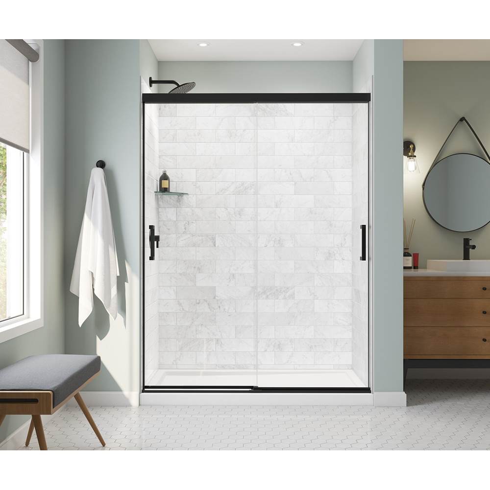 Maax Incognito 76 56-59 x 76 in. 8mm Sliding Shower Door for Alcove Installation with Clear glass in Matte Black