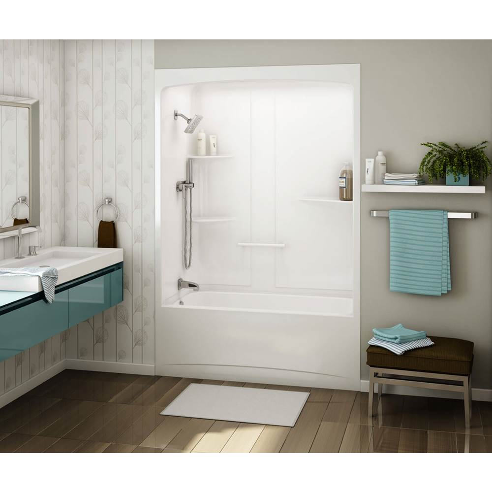 Maax Allia TSR-6032 Acrylic Alcove Left-Hand Drain One-Piece Combined Whirlpool & Aeroeffect Tub Shower in White