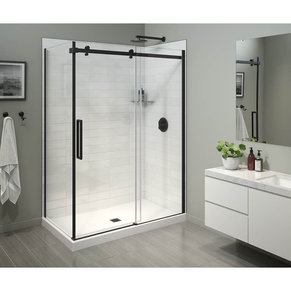 Maax Halo Pro 60 x 32 x 78 3/4 in Sliding Shower Door for Corner Installation with Clear glass in Matte Black