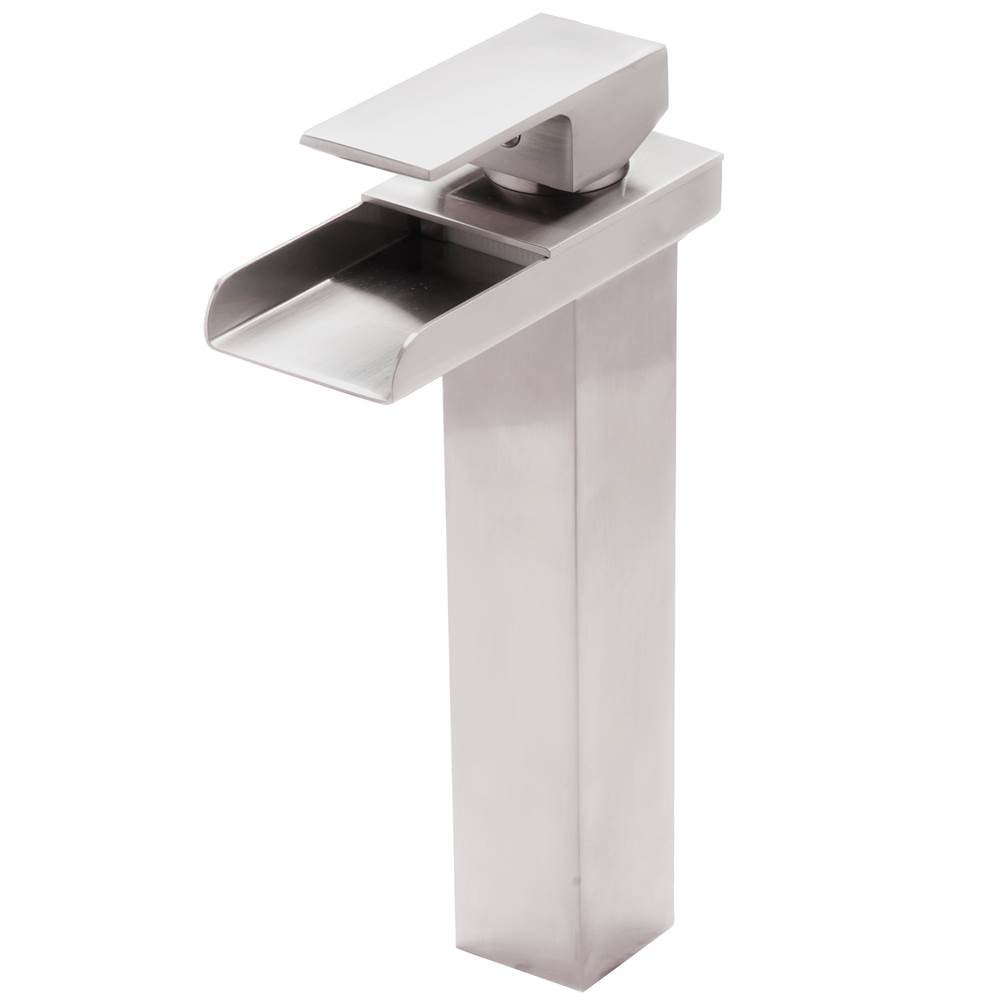 Novatto CRAVE Single Lever Waterfall Vessel Faucet in Brushed Nickel